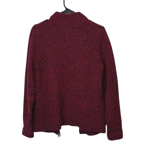L.L. Bean 100% Lambswool Full Double Zip Knit Cardigan Sweater Size S Red Winter - Picture 2 of 13
